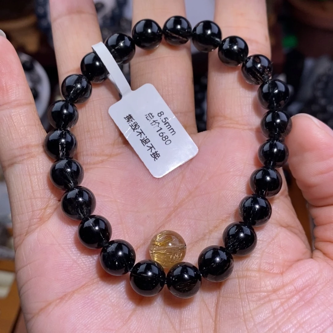 未镶嵌手链水晶8.5mm毕业级顺发黑发晶