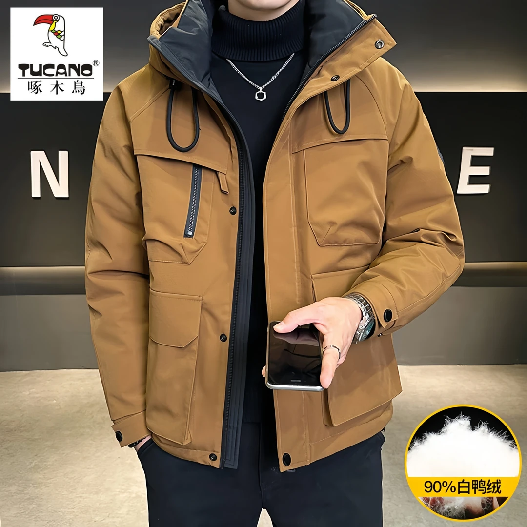 啄木鸟男款户外登山加厚羽绒服冬季男新款加厚保暖休闲宽松外套男