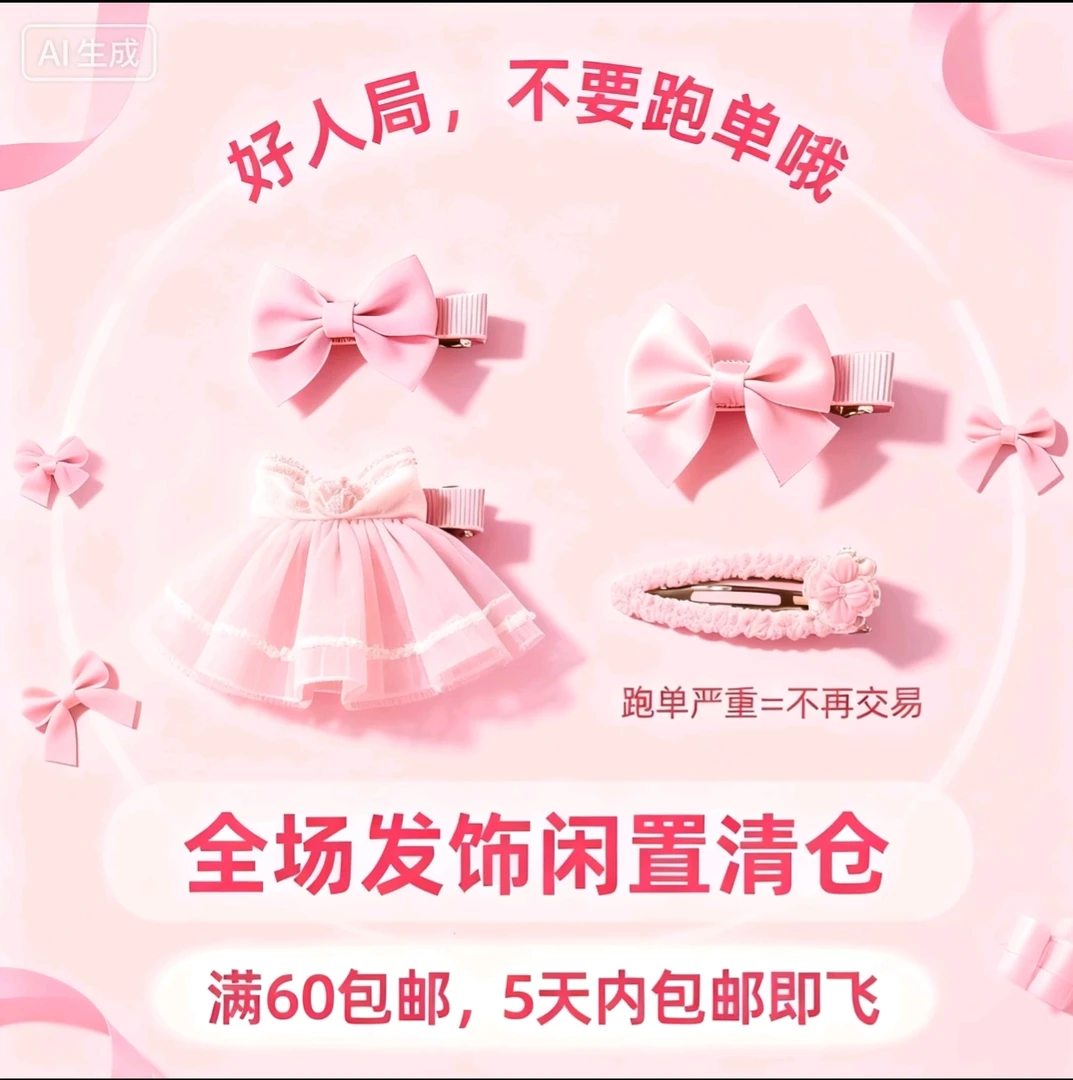 手作裙摆肠圈发夹，60包邮，5天邮满即飞，默认微瑕