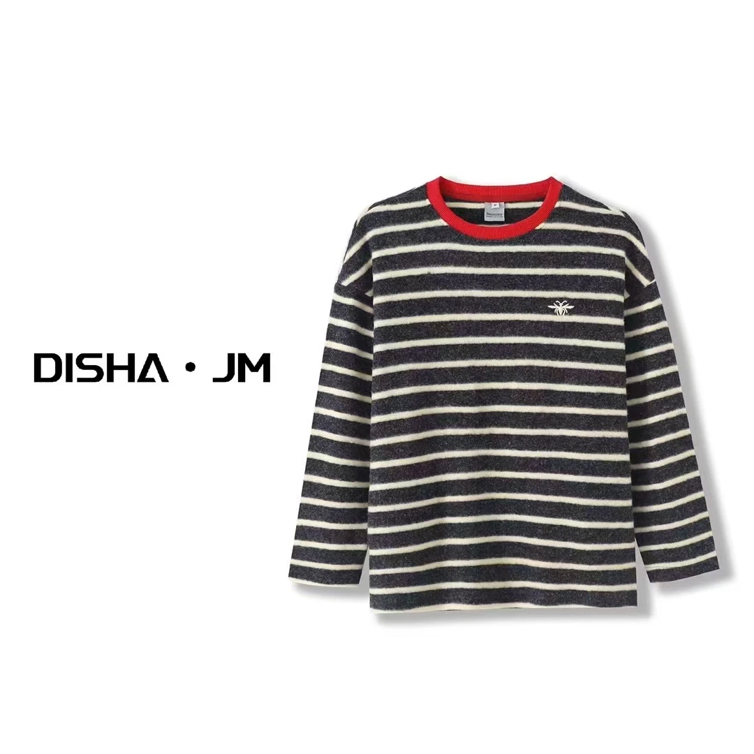 阿悄家 冬款 韩版条纹仿兔绒打底衫 #8111