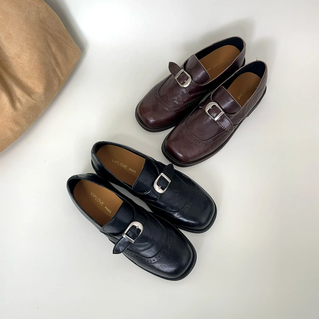 秋季方扣乐福女鞋时尚休闲女鞋复古英伦风