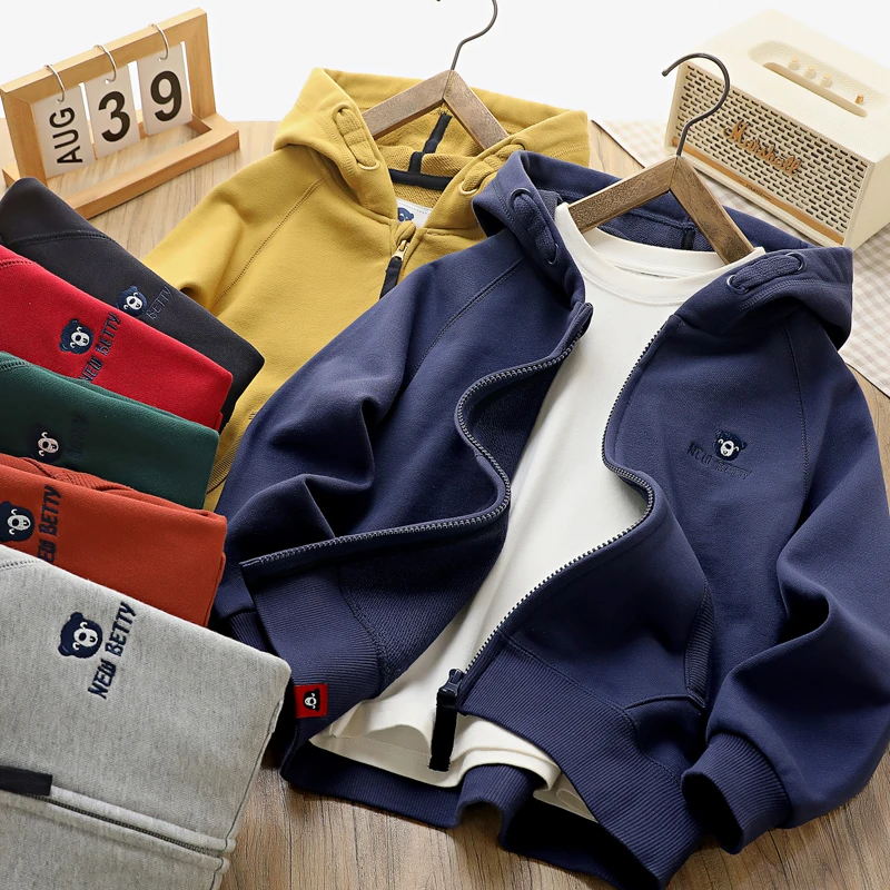 男童连帽卫衣外套秋季新款男童女童装拉链衫中大童亲子休闲衫2206