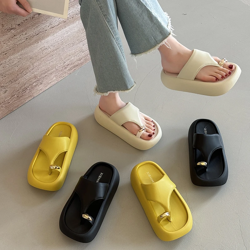 贾不假拖鞋女夏外穿2025新款潮流复古百搭小个子增高套趾凉拖鞋子