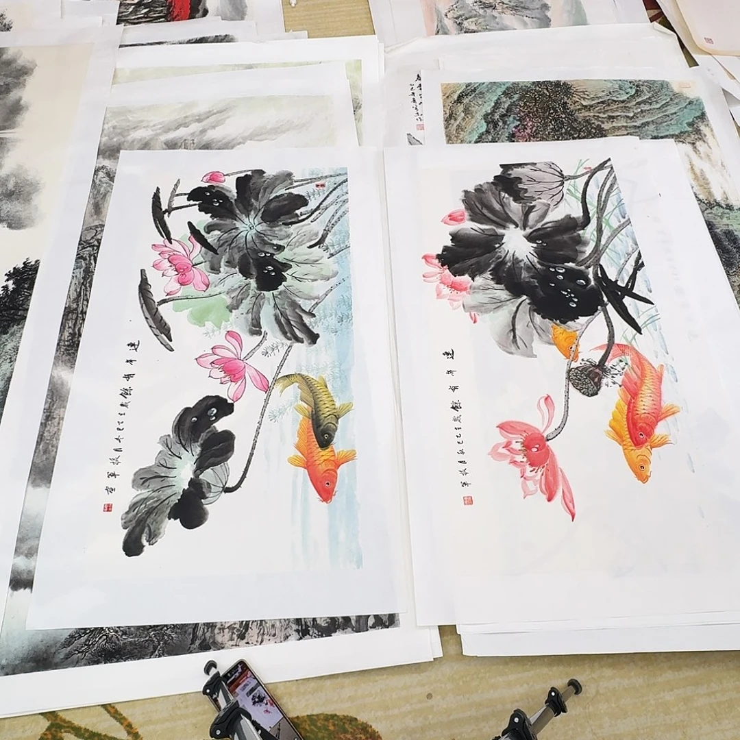 6***7国画三尺整纸两张手绘作品