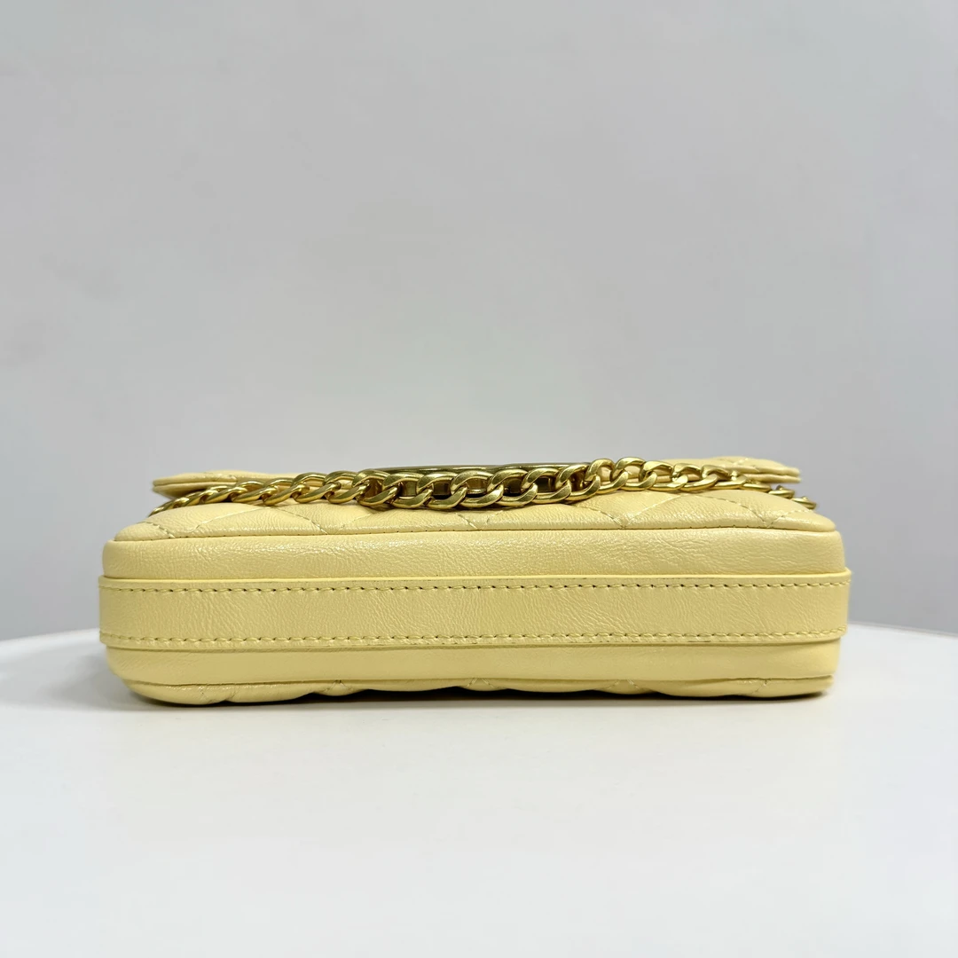 小众精致百搭黄色链条包