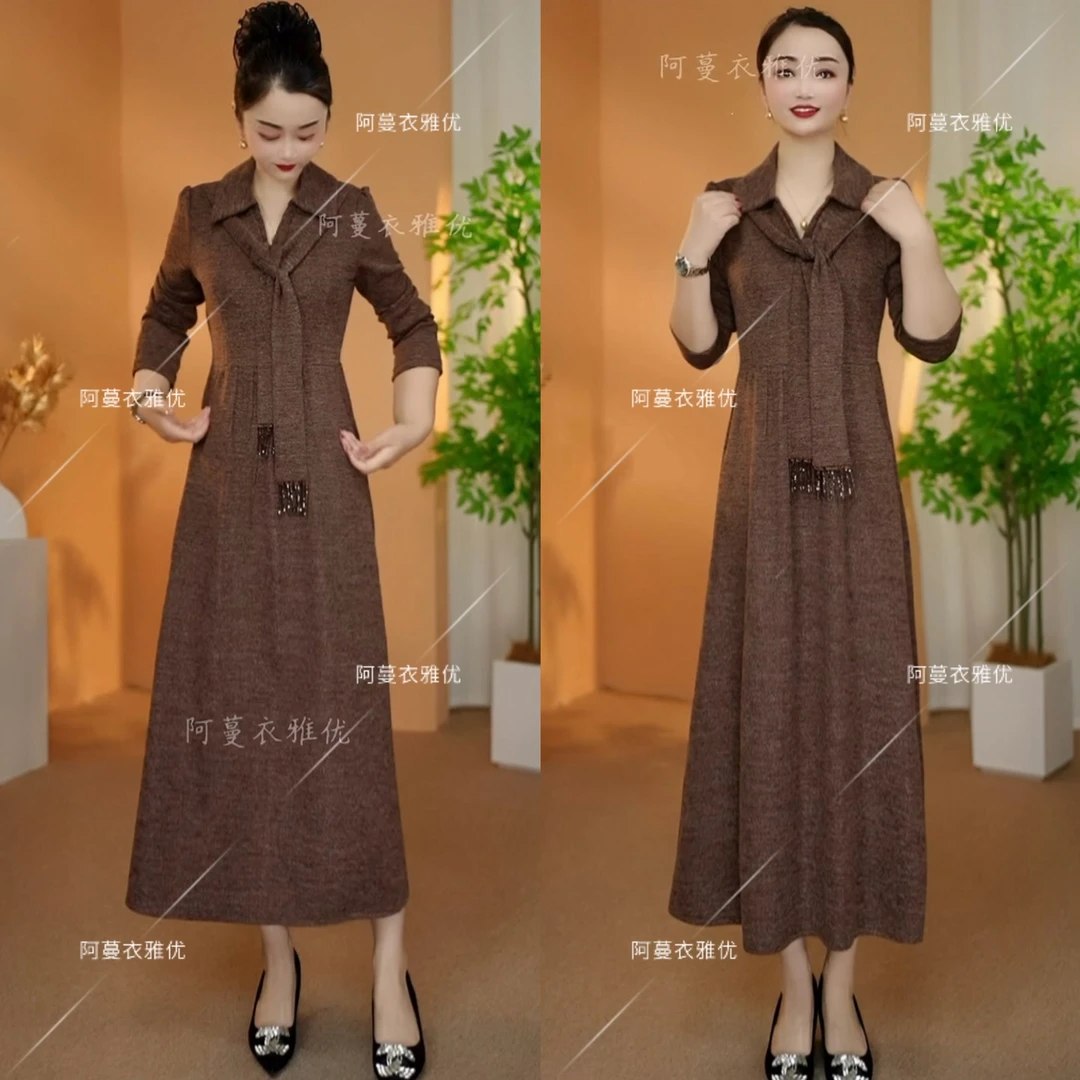 【衣雅严选】8102-2406#新加厚软精仿混纺百搭围巾假两件连衣裙