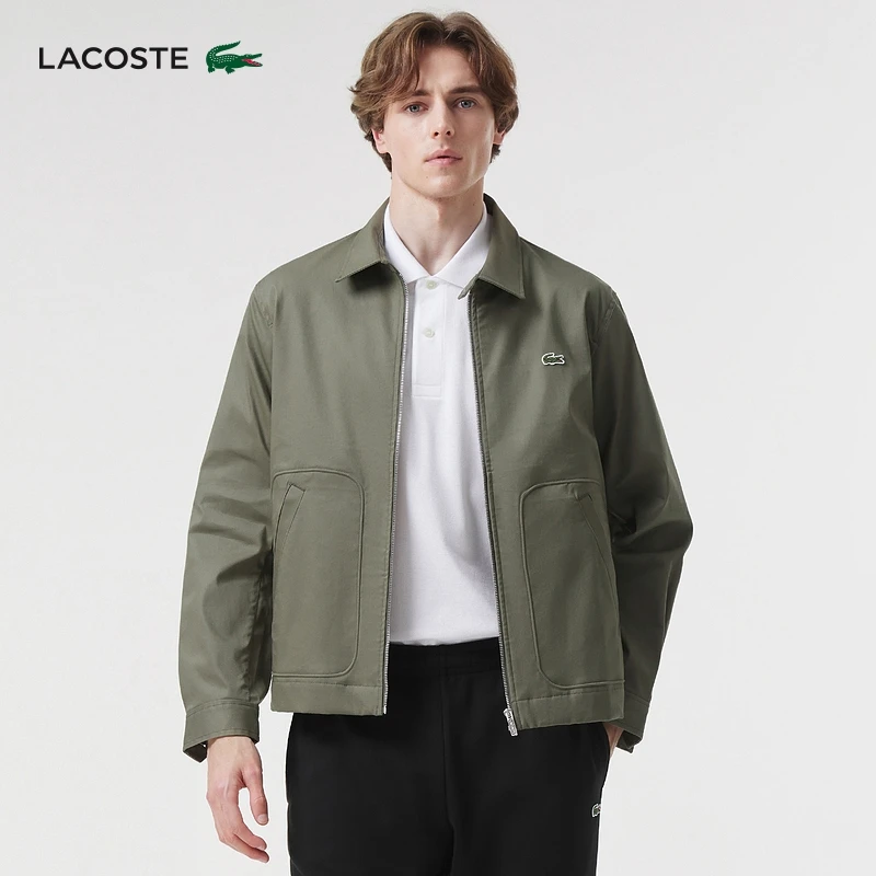 LACOSTE法国鳄鱼男装24年基础休闲简约风翻领纯色夹克外套|BH1159