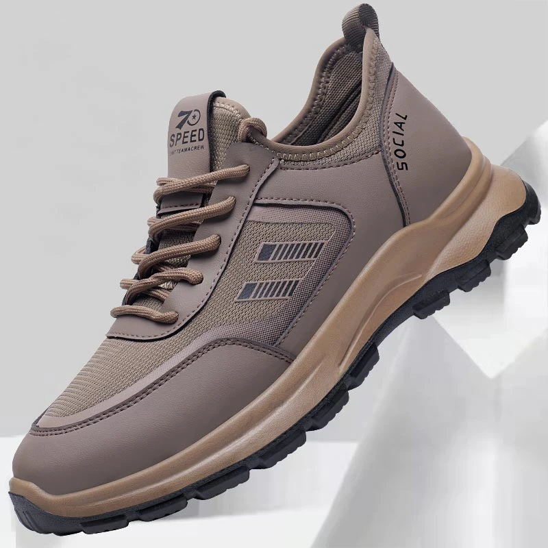 春季男鞋网布透气2025新款休闲运动鞋超轻聚氨酯大底户外健步鞋男