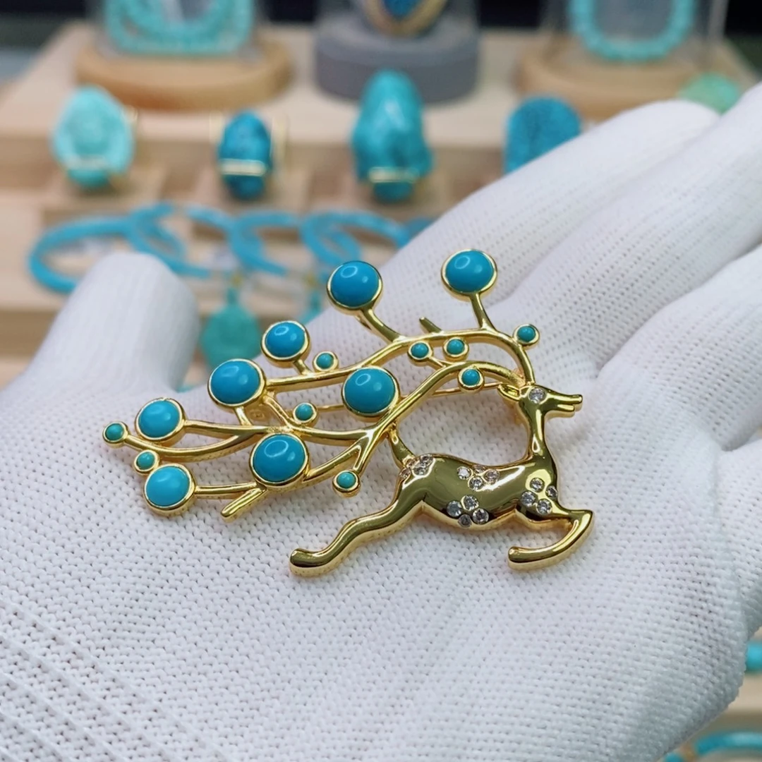 绿松石银S925镶嵌珠宝奇石