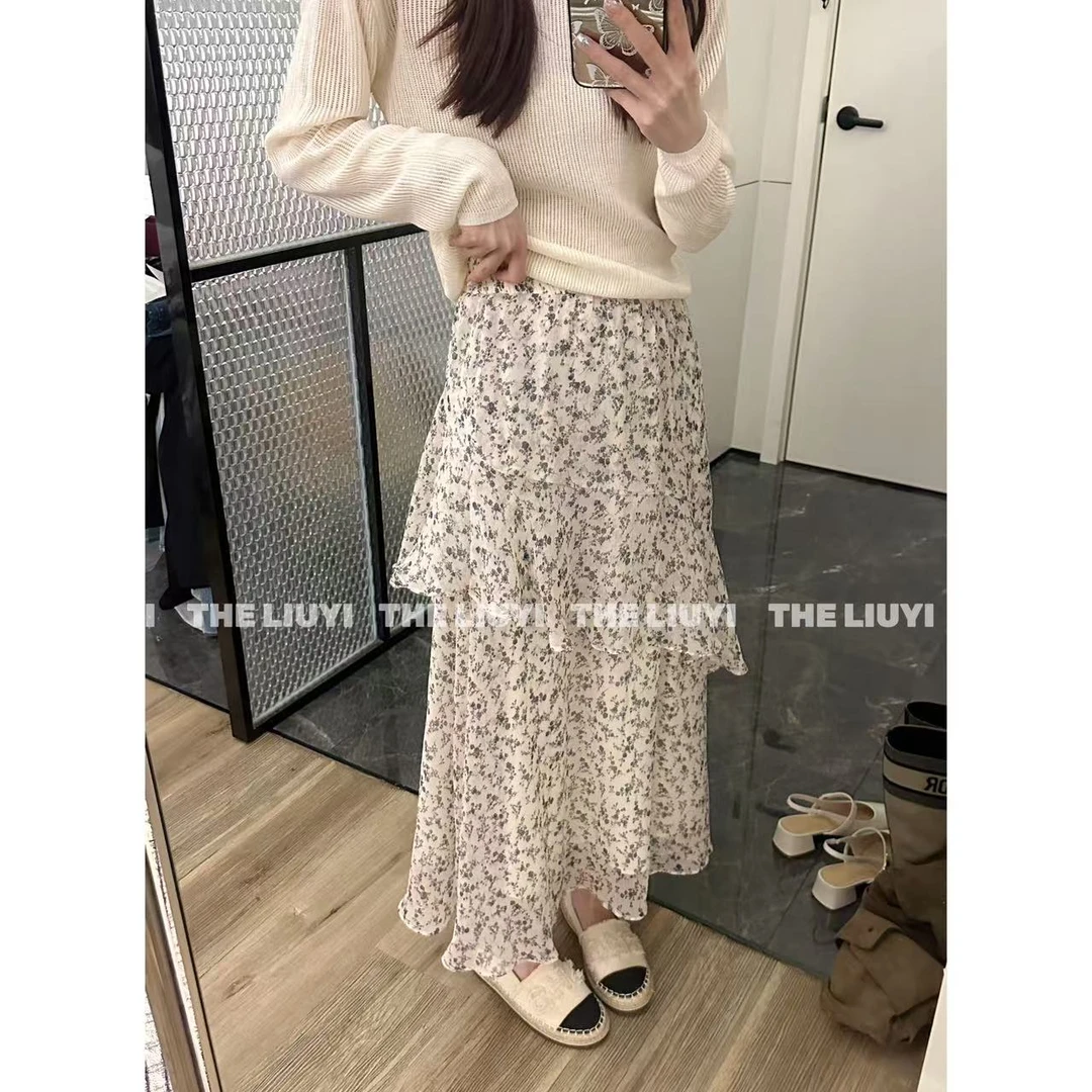 【LIUYI】浮生若梦~夏季碎花拼接A字半身裙54058