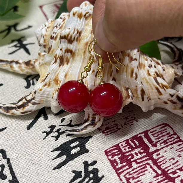 血灵芝耳坠 时尚耳坠15mm A290