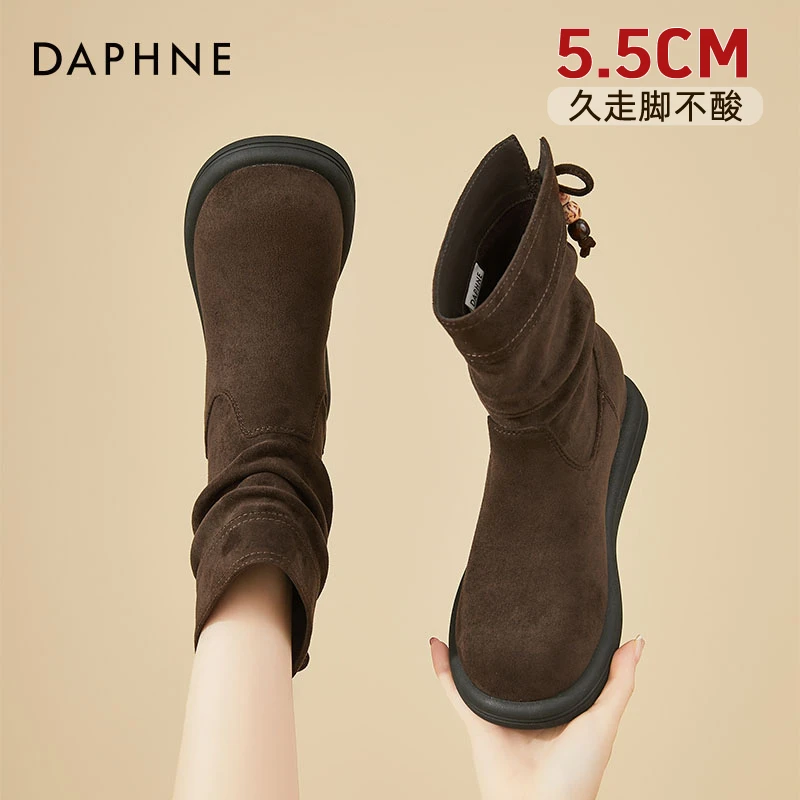 达芙妮复古西部牛仔靴女鞋秋季新款2025爆款短靴旅游堆堆靴马丁靴