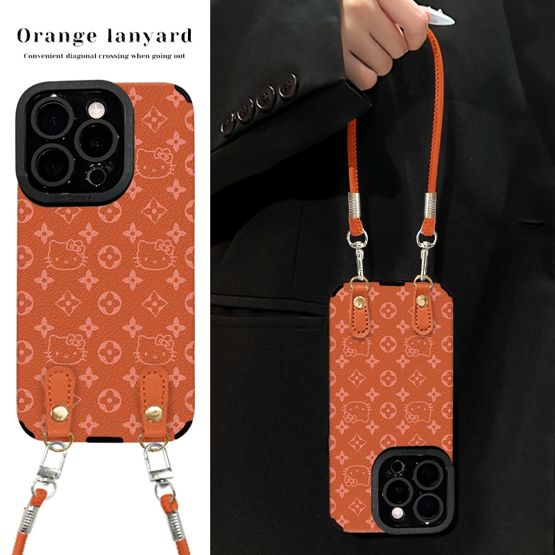 KT猫适用苹果17pro华为vivo/oppo小米iPhone16瞳眼羊皮秋冬手机壳