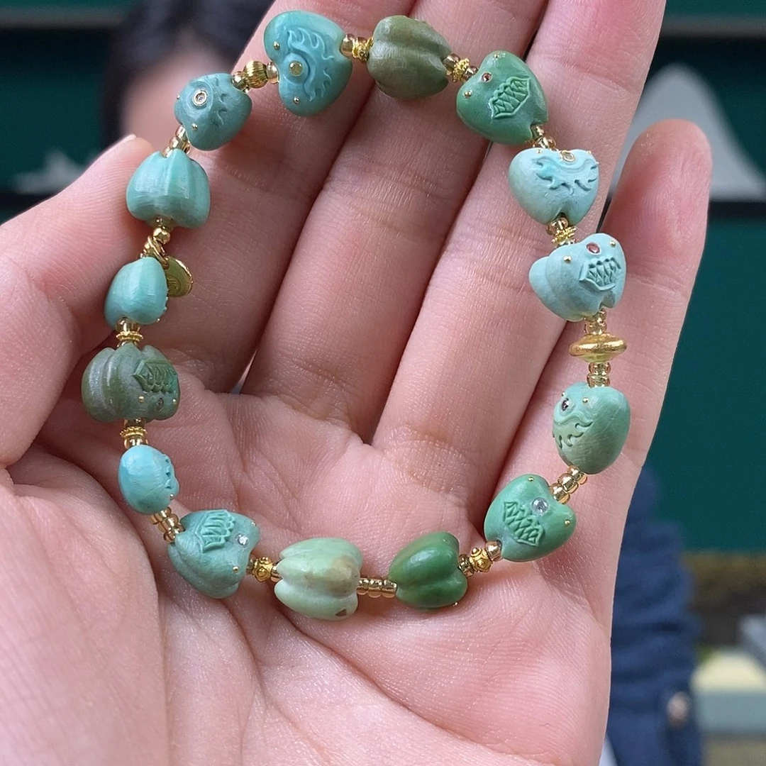 绿松石18K金镶嵌珠宝奇石