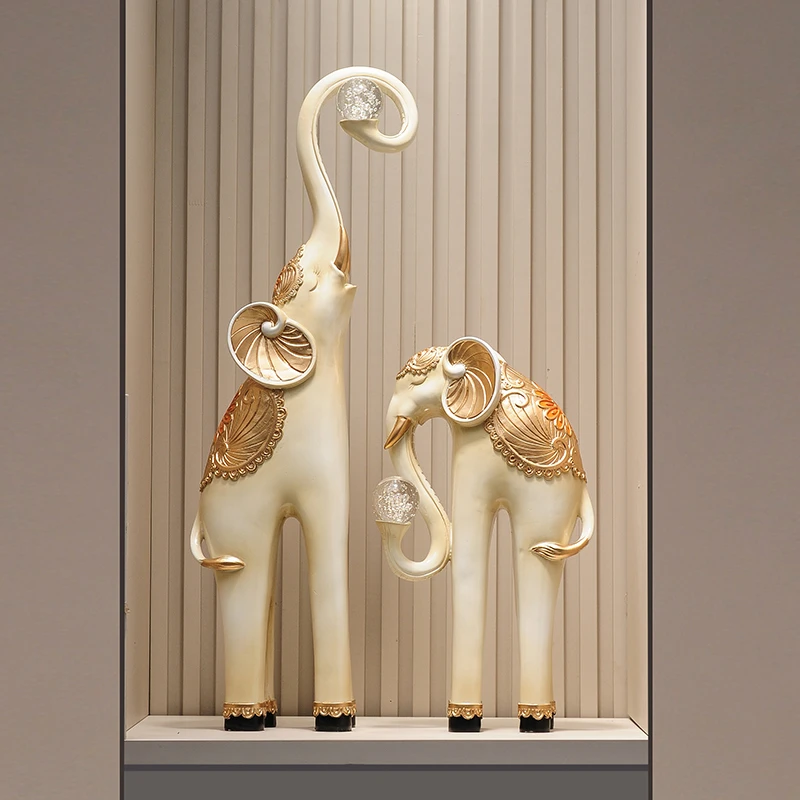 玄关大象摆件壁龛客厅电视柜旁边落地大号高端大气乔迁新房装饰品