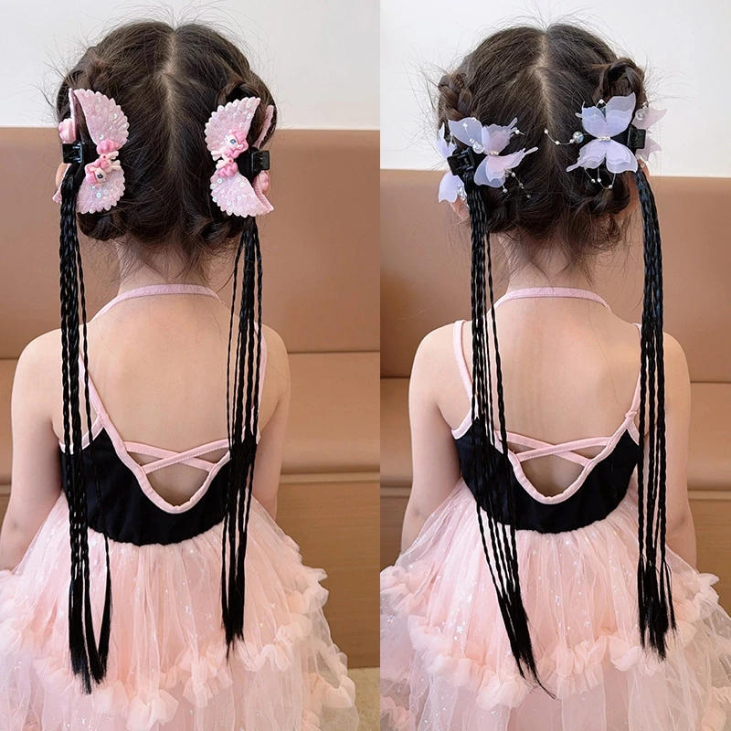 新款女童发饰儿童假发辫子头扎头发可爱卡通蝴蝶儿童发饰