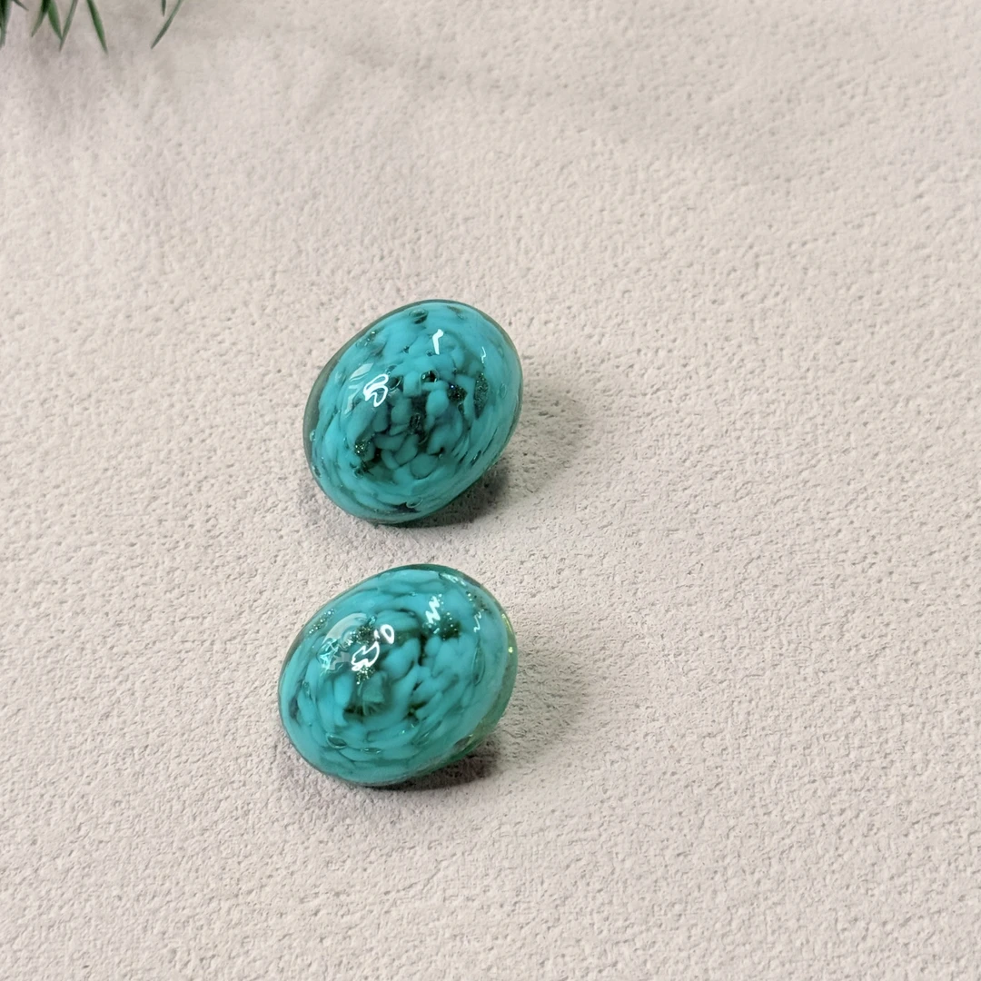 铜合金玻璃耳饰 【六六中古】孤品复古耳夹ty0612