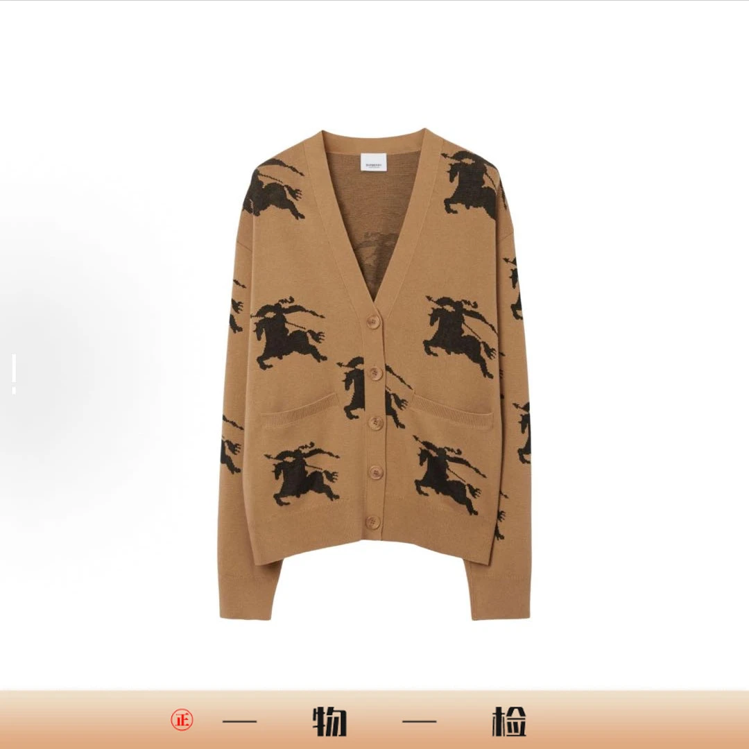 未使用 BURBERRY/博柏利 V领排扣图案印花针织毛衣 xh