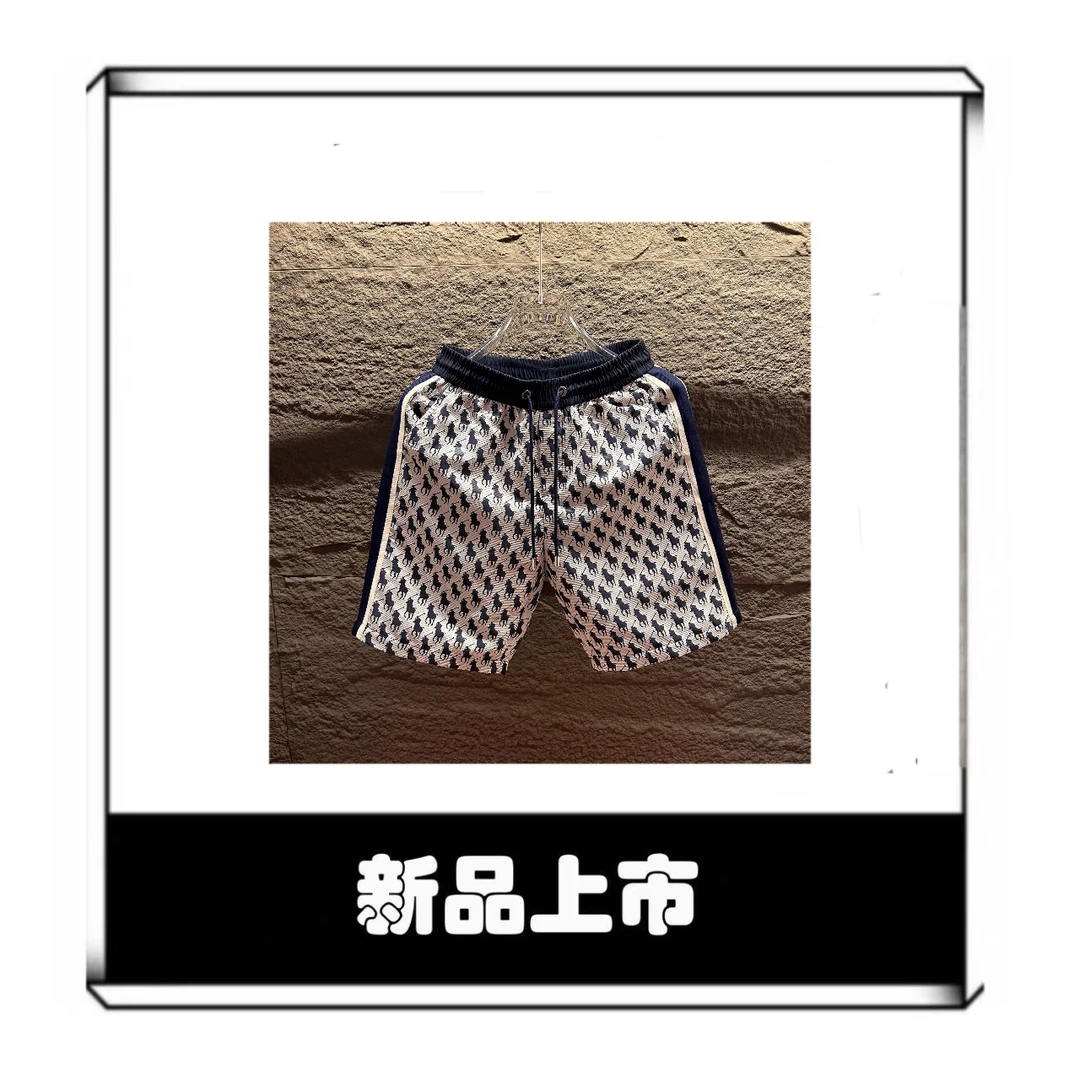 【欧家】2025夏季男士轻奢时尚中裤提花潮流休闲5分裤子