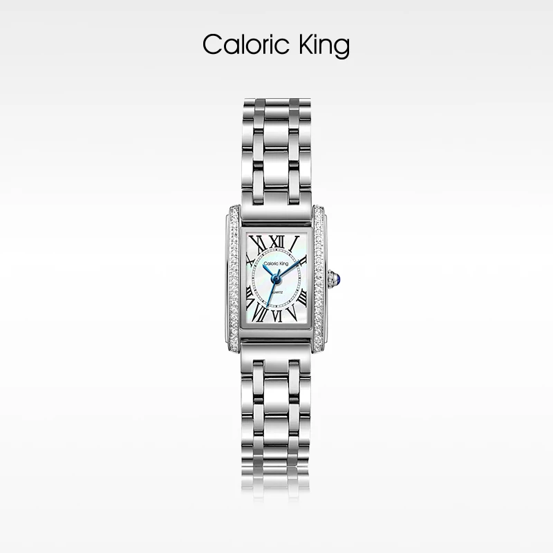 凯卡思Caloric King【小坦克镶钻】小方表钢带进口机芯手表女款手表