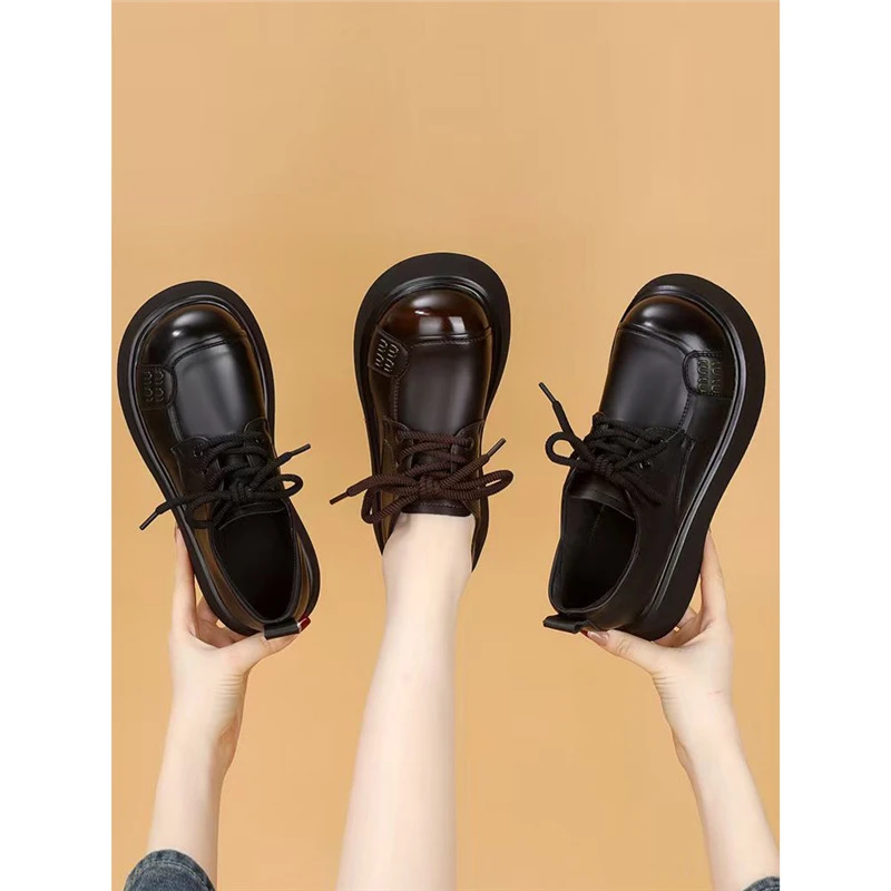 高品质厚底小皮鞋女2025年新款春季显瘦轻便松糕底乐福鞋XF