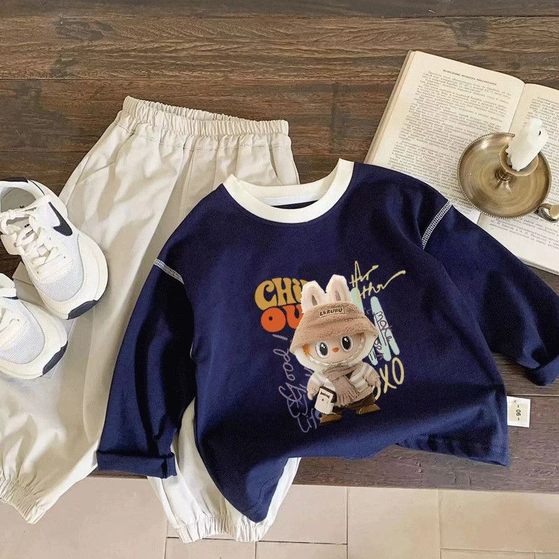 男女童拉布布儿童T恤长袖中大童装2025新款夏季labubu半袖上衣服t