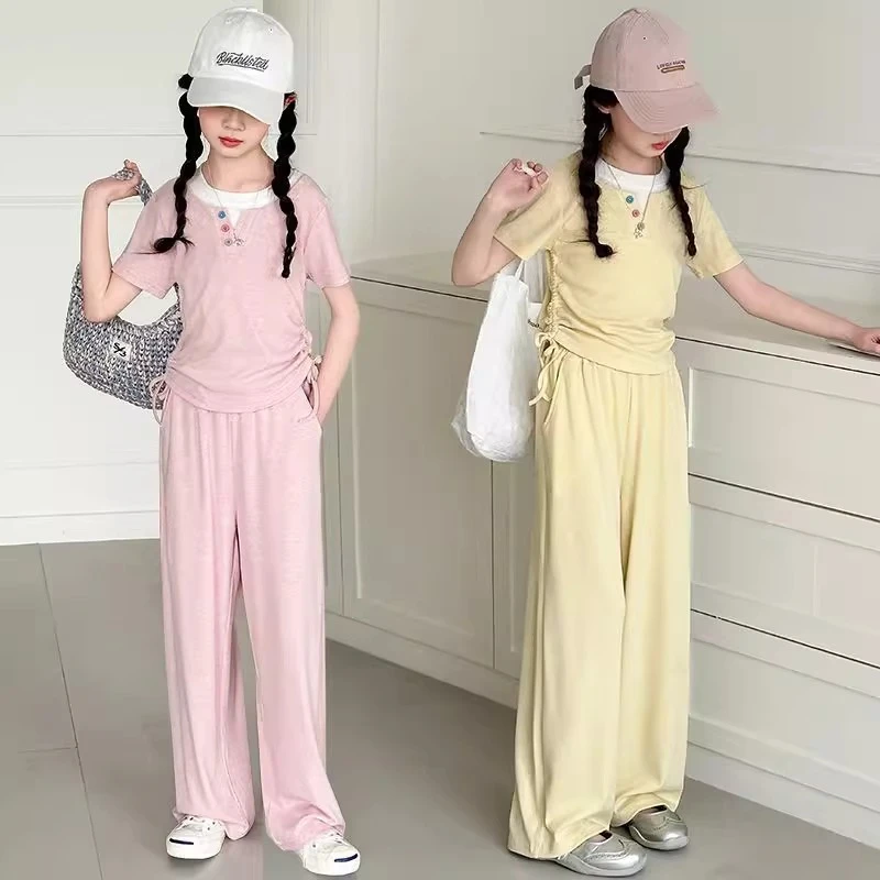 女童夏季两件套韩版休闲风女童阔腿气质夏装2025新款儿童薄款衣服