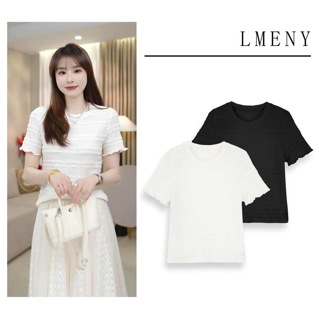 LMENY【清】生如夏花~肌理感轻薄透气短袖上衣25AC012