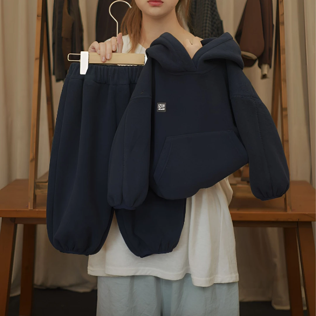 儿童套装2025款秋冬季连帽加绒卫衣韩系中小童中性款两件套25Y002