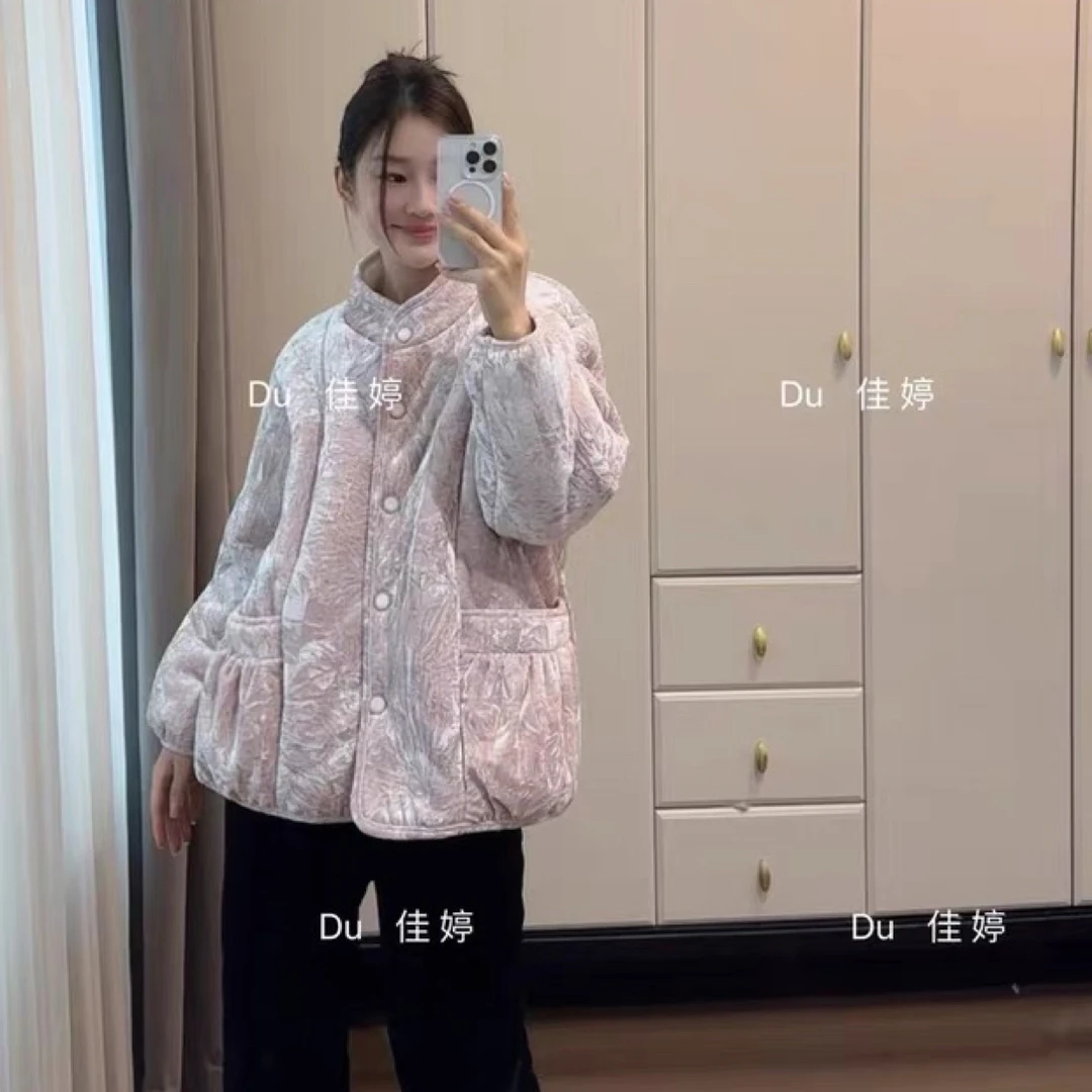 单件上衣女士轻奢丝绒三层加厚加绒保暖可外穿睡衣