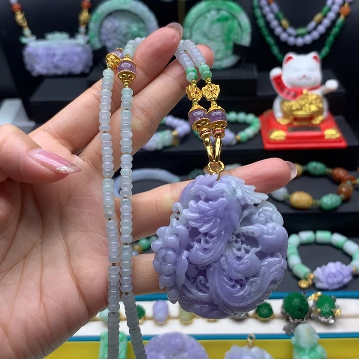 颈饰未镶嵌翡翠紫翡凤凰