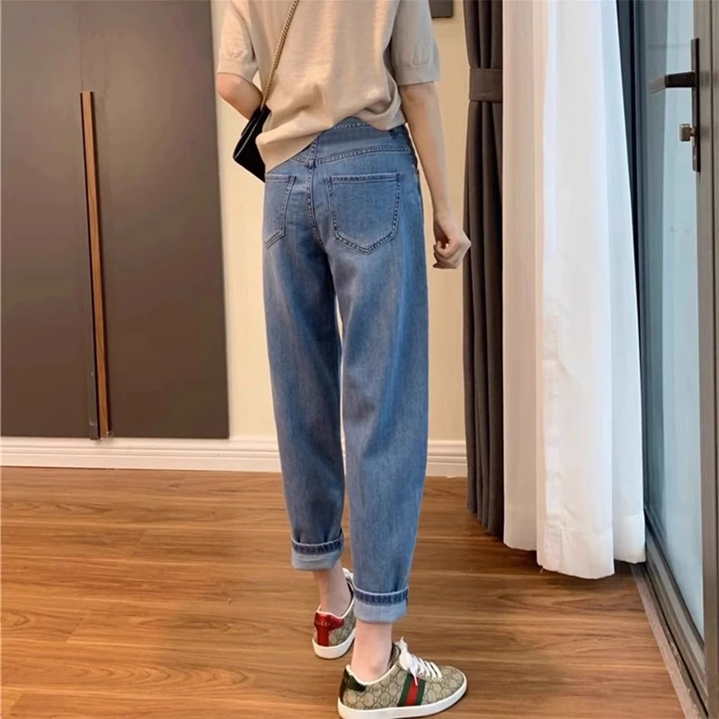 哈伦牛仔裤女秋季2025年新款高腰显瘦九分宽松弹力直筒复古老爹裤