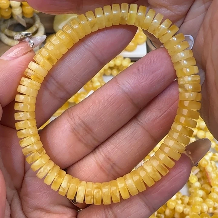 未镶嵌蜜蜡手链鸡油黄药片手串