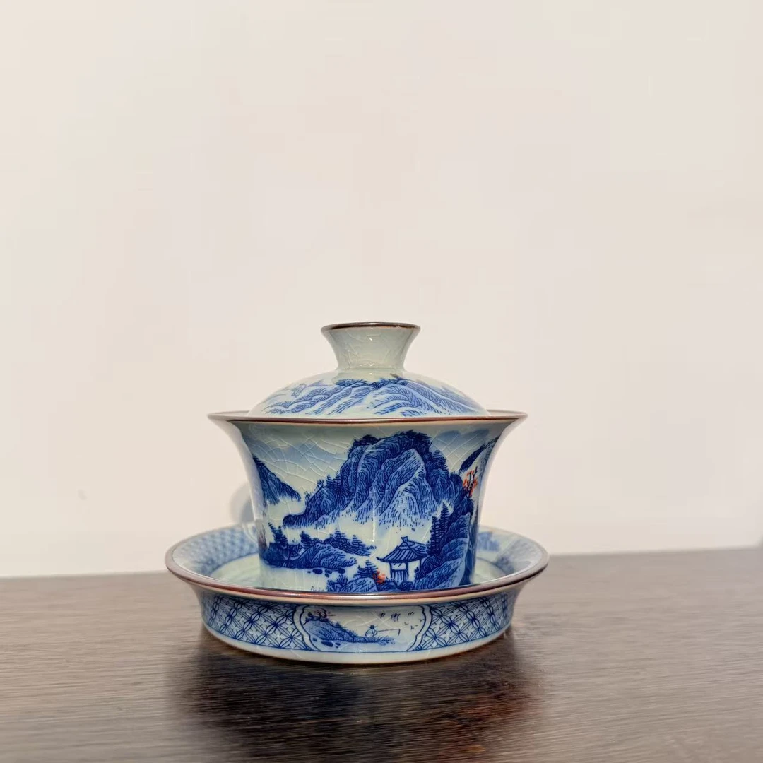 景德镇老陶泥镇店之宝风水马蹄三才盖碗（容量约160ml）