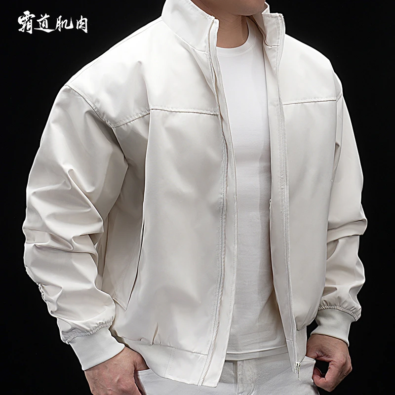 霸道肌肉 男士运动外套春秋款休闲夹克宽松大码百搭舒适保暖简