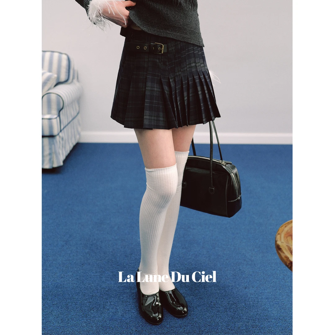 【LaluneDuCiel】塞纳河叙事 学院风格纹百搭a字短裙半身裙女冬