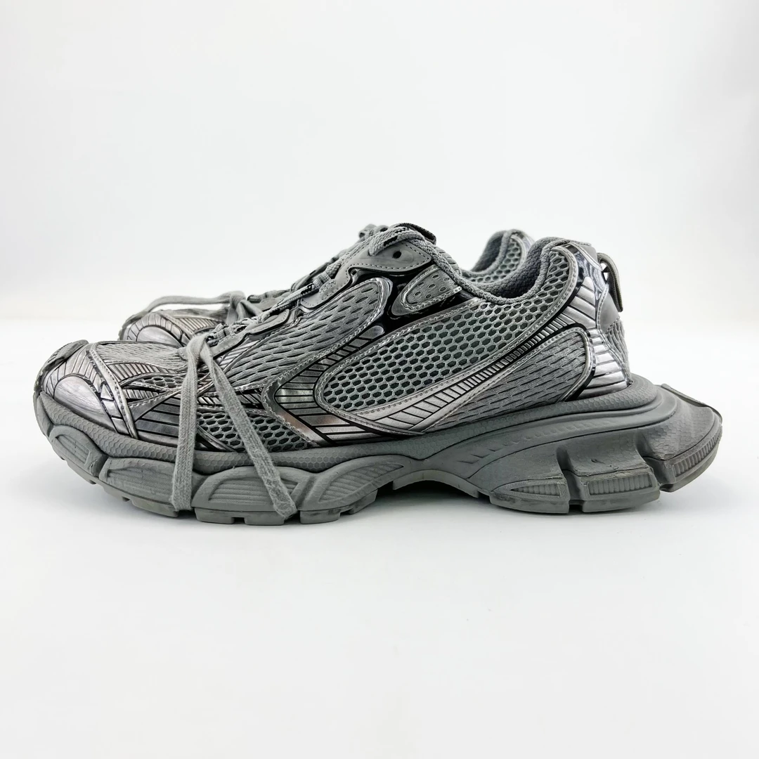 95新 Balenciaga/巴黎世家 44码/深灰色网布做旧低帮鞋/15311403