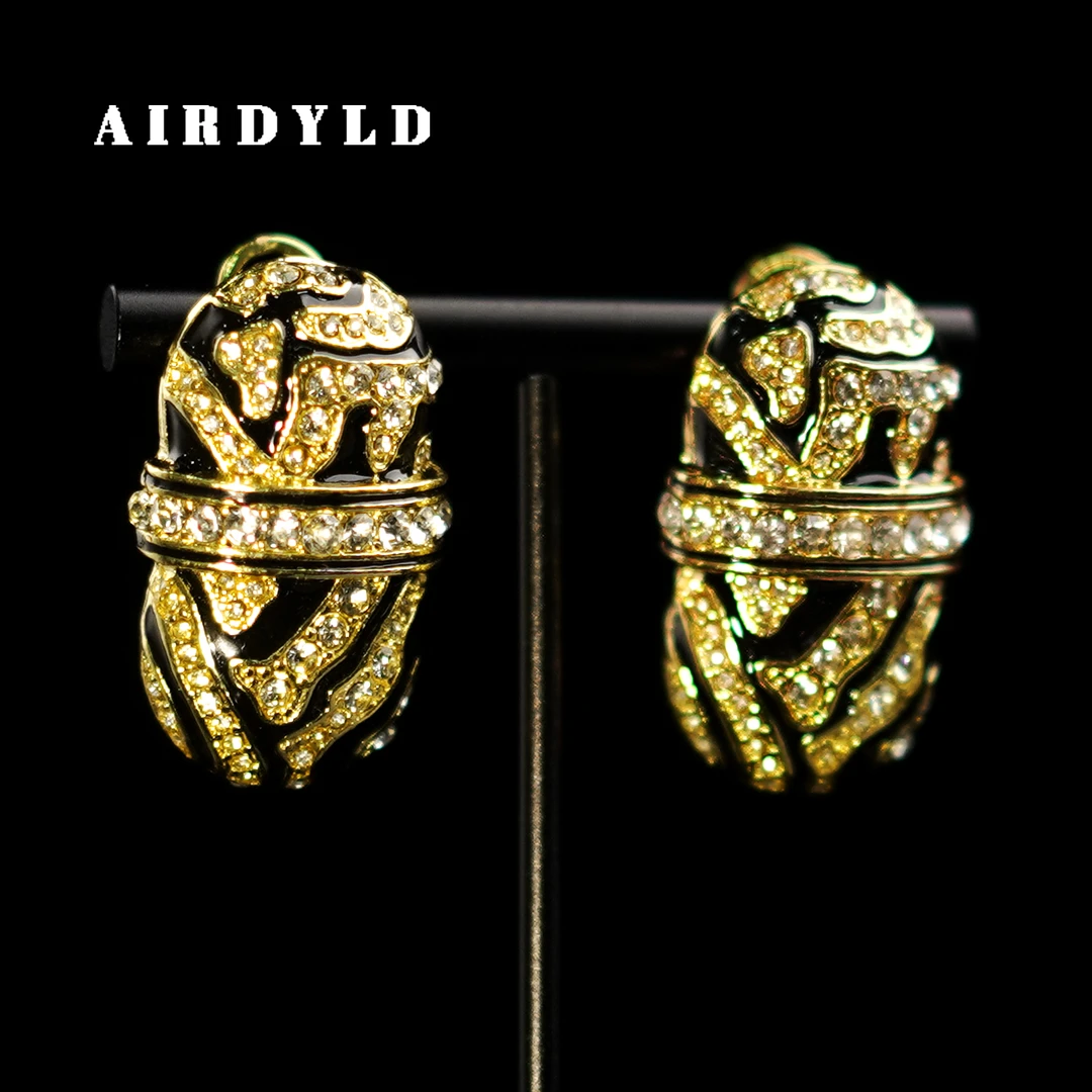 黄铜耳饰 【魅影耳环】黑金时尚复古欧美金色坠链轻奢耳环