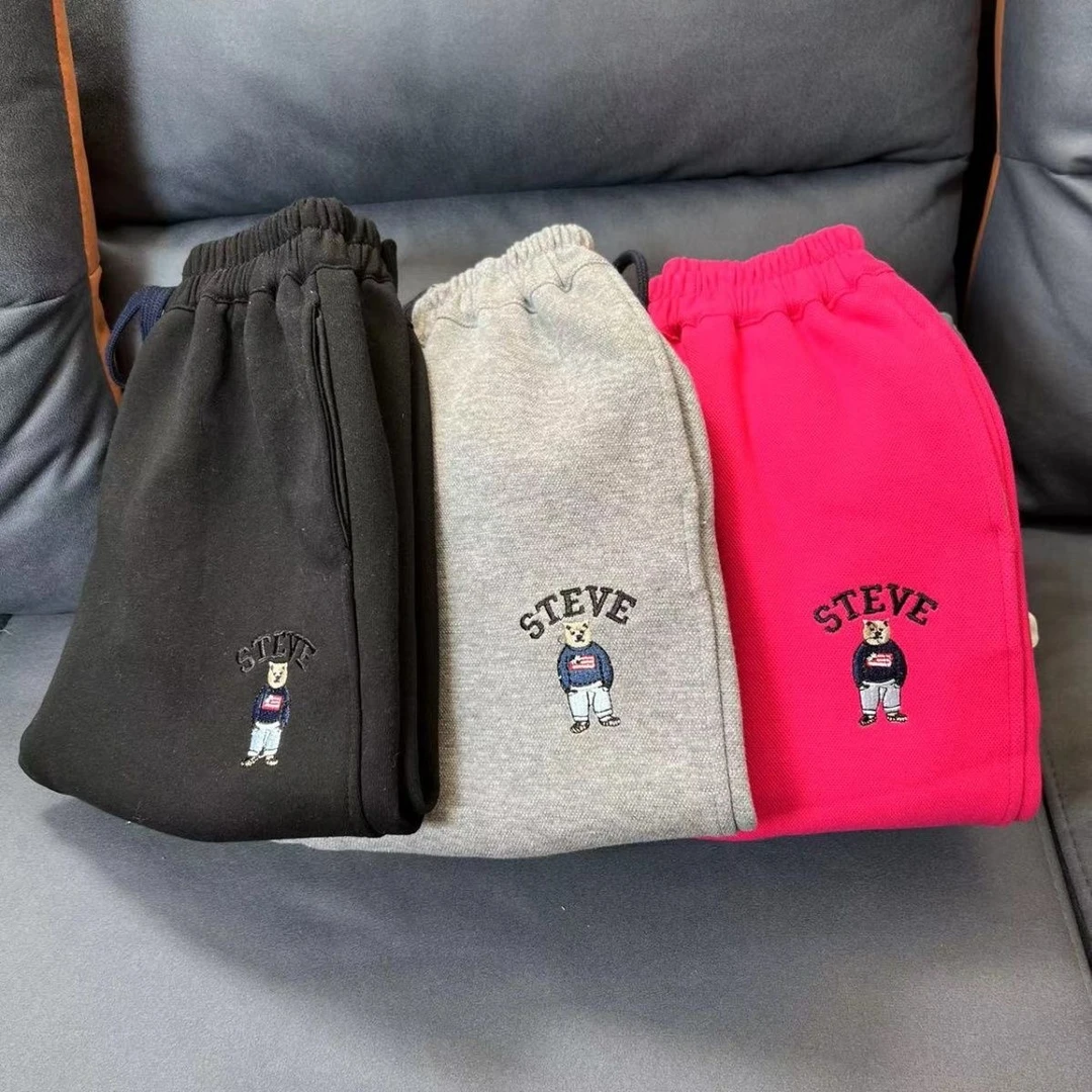 S糖果色卫裤儿童纯色小熊刺绣春秋休闲裤精品时尚洋气