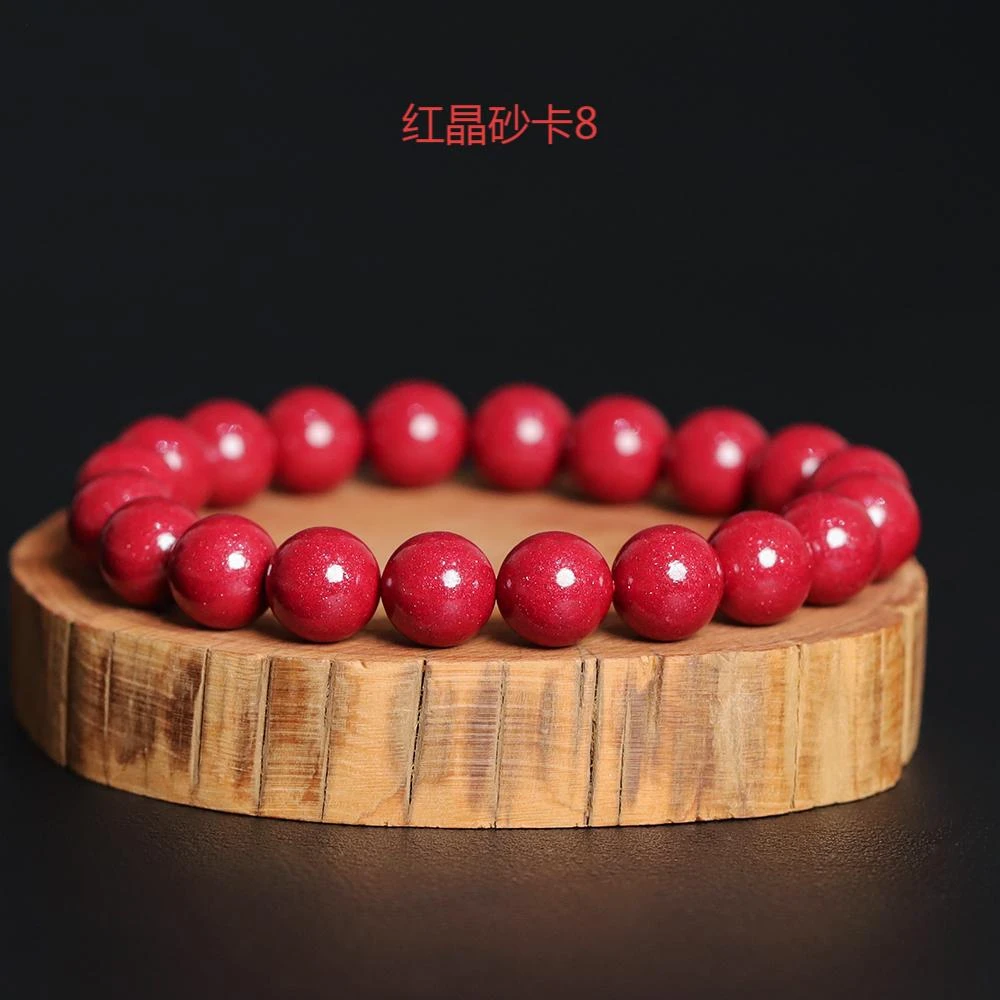 含辰砂工艺品万山天然高含量红晶砂卡8手串万山源头工厂直发