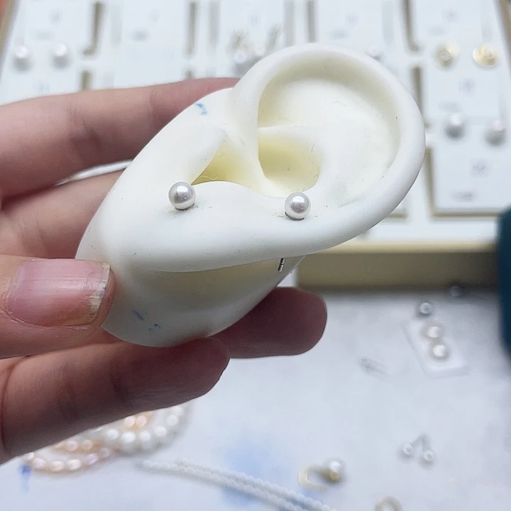 淡水珍珠耳饰银S925镶嵌仙*