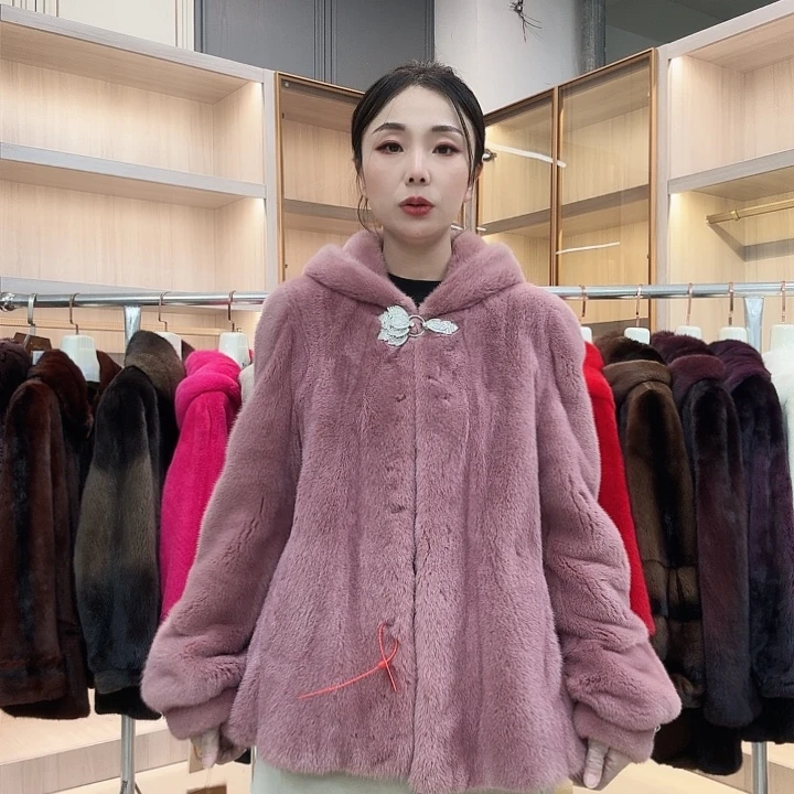 中长香芋粉连帽0036