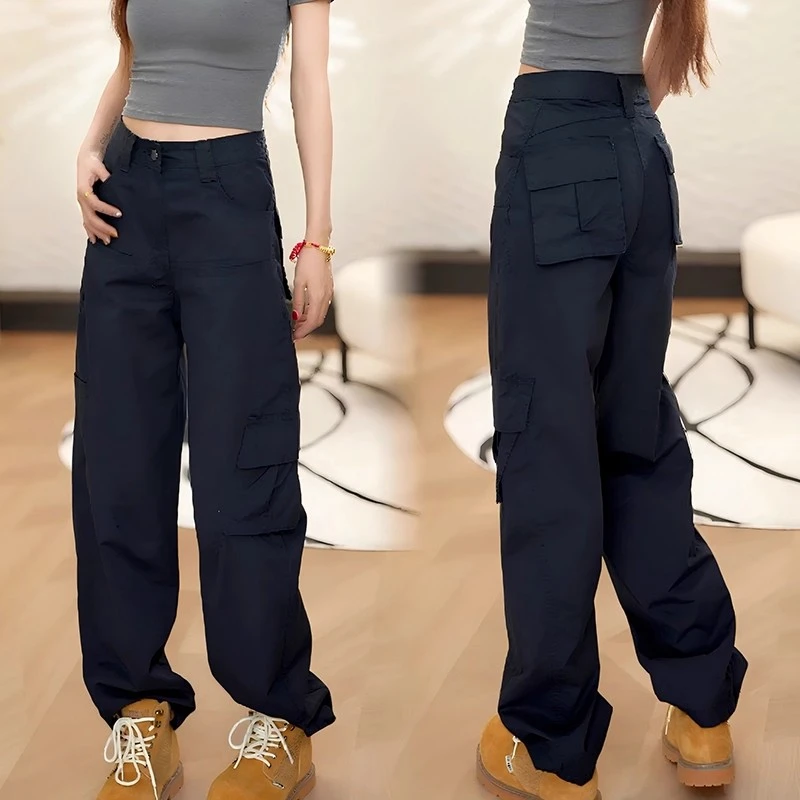 阔腿复古多口袋工装裤女秋季新款宽松高街穿搭显瘦直筒直筒休闲裤