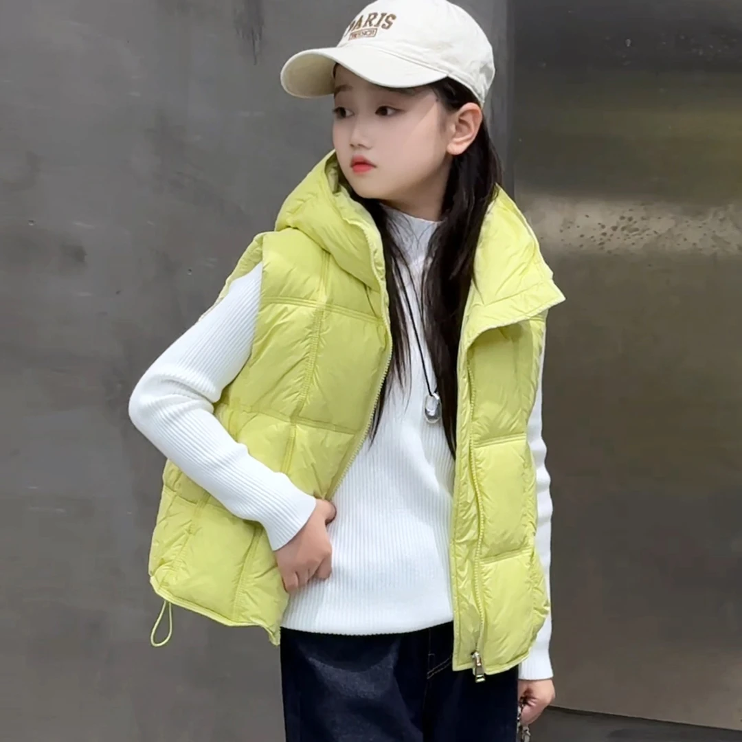 女童秋冬棉马甲童装新款女孩洋气连帽坎肩儿童冬季内搭棉背心韩版