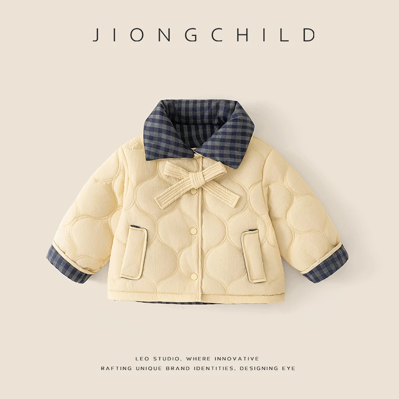 【专柜同款】冬季女童时尚休闲两面穿翻领加厚棉服保暖外套DGW57150