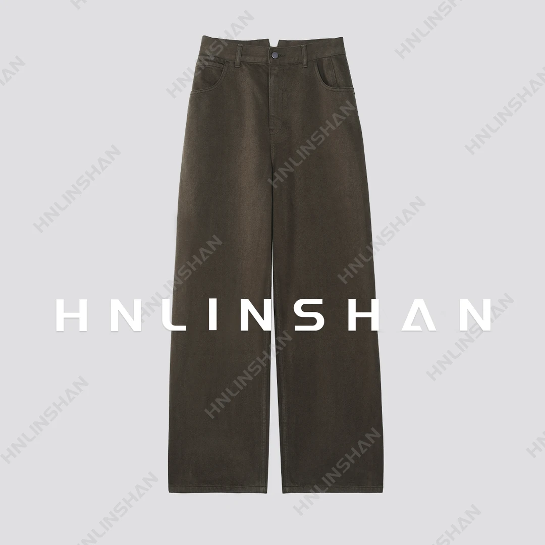 【清】【白山】美拉德加色百搭遮胯宽腰头阔腿弧形裤秋23322408