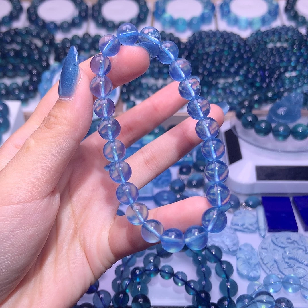 未镶嵌手串海蓝宝石超圣蓝8mm+760元（拍10件）