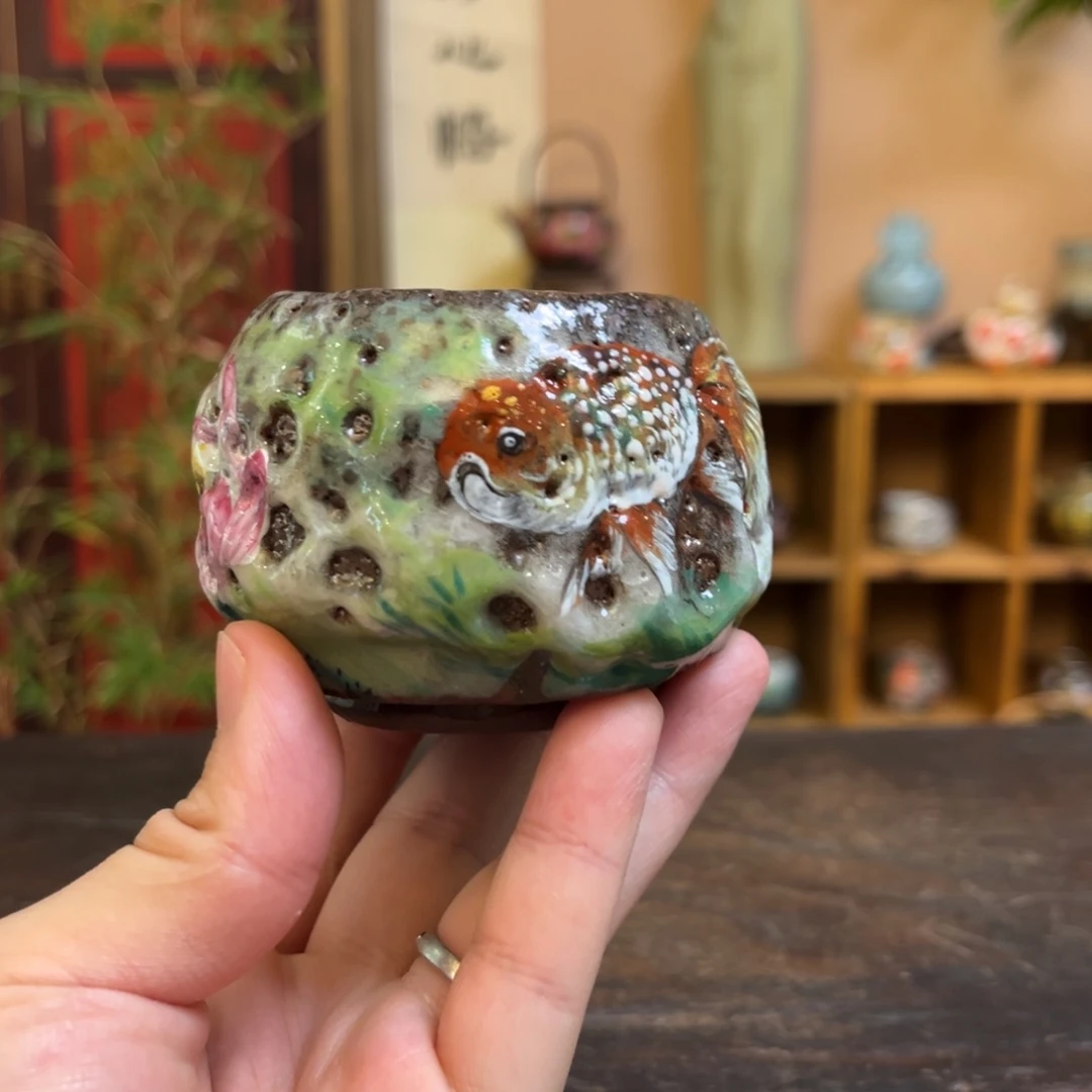 杯柴烧手工手绘陶瓷多人