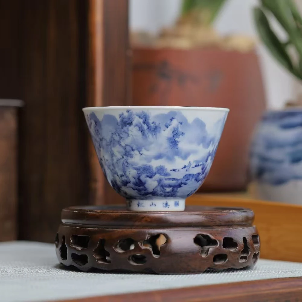 景琳藏器溪山观云图主人杯纯手工手绘陶瓷北派山水名窑手工茶杯