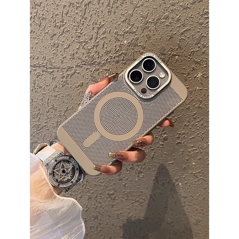 金属镜框蜂窝磁吸适用苹果16手机壳新款iphone16promax防摔15硅胶